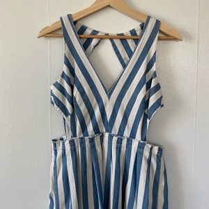 Zara blue and white striped cut-out dress